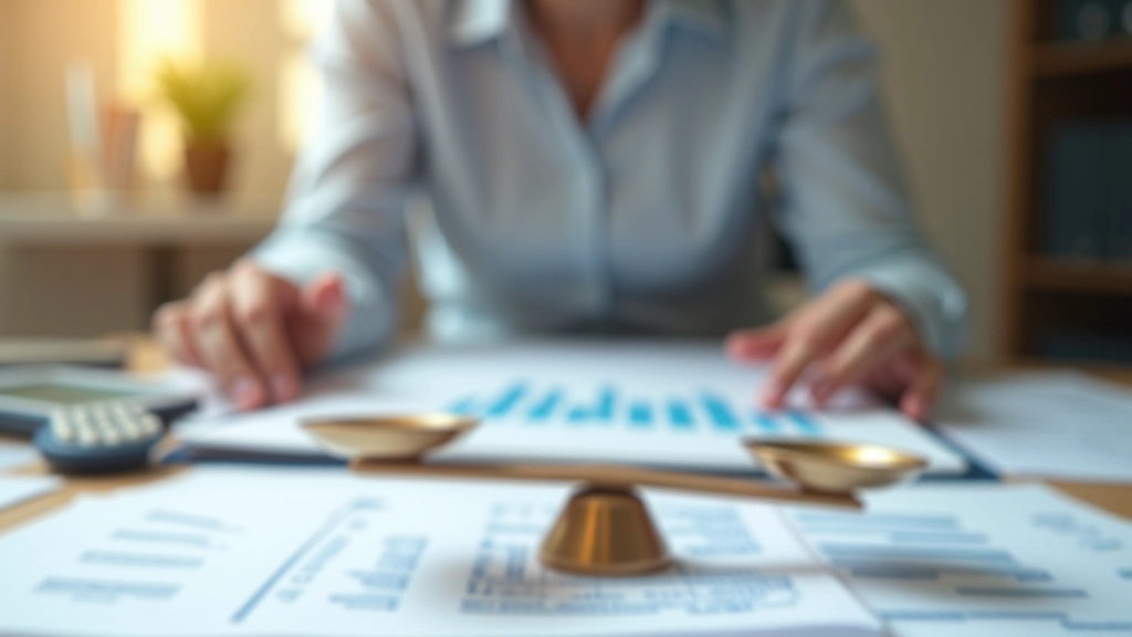 Balanced scale with assets on one side and liabilities plus equity on the other, representing the accounting equation balance