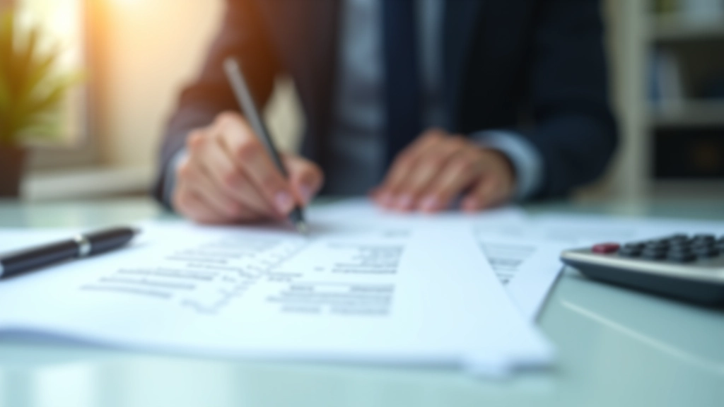 Loan documents, invoices from suppliers, and outstanding bills arranged on desk with calculator