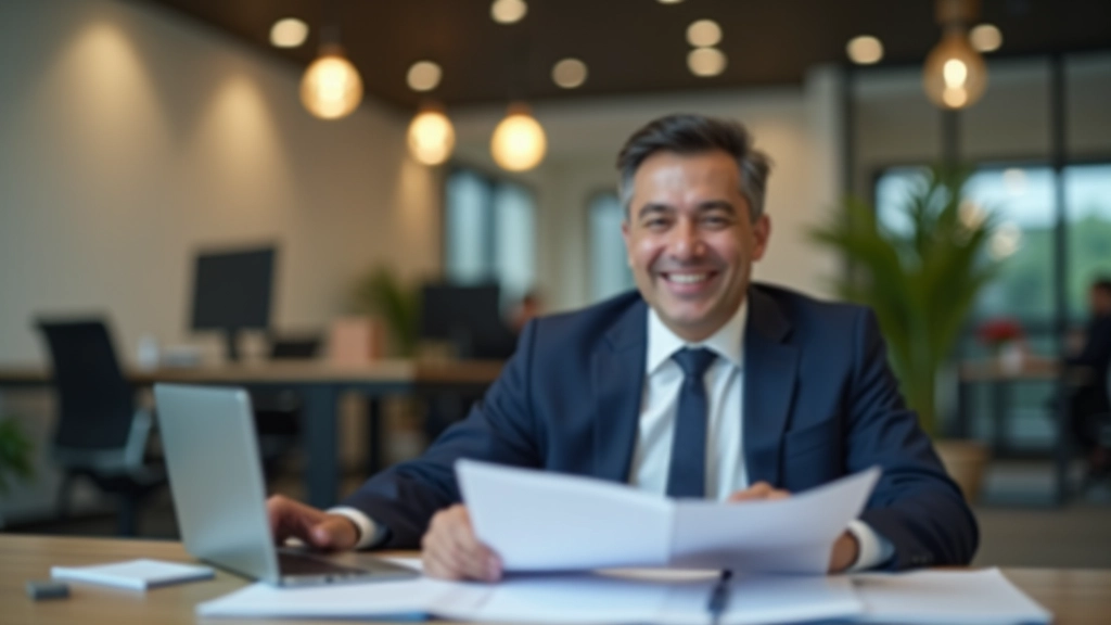 Person reviewing financial statements and accounting reports at modern workspace