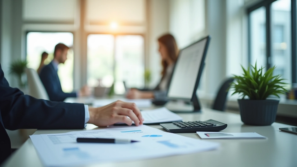 Professional accountant working at organized desk with financial documents