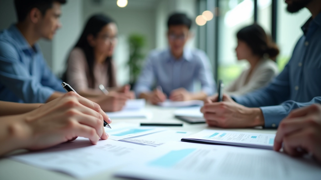 Business team reviewing accounts payable records